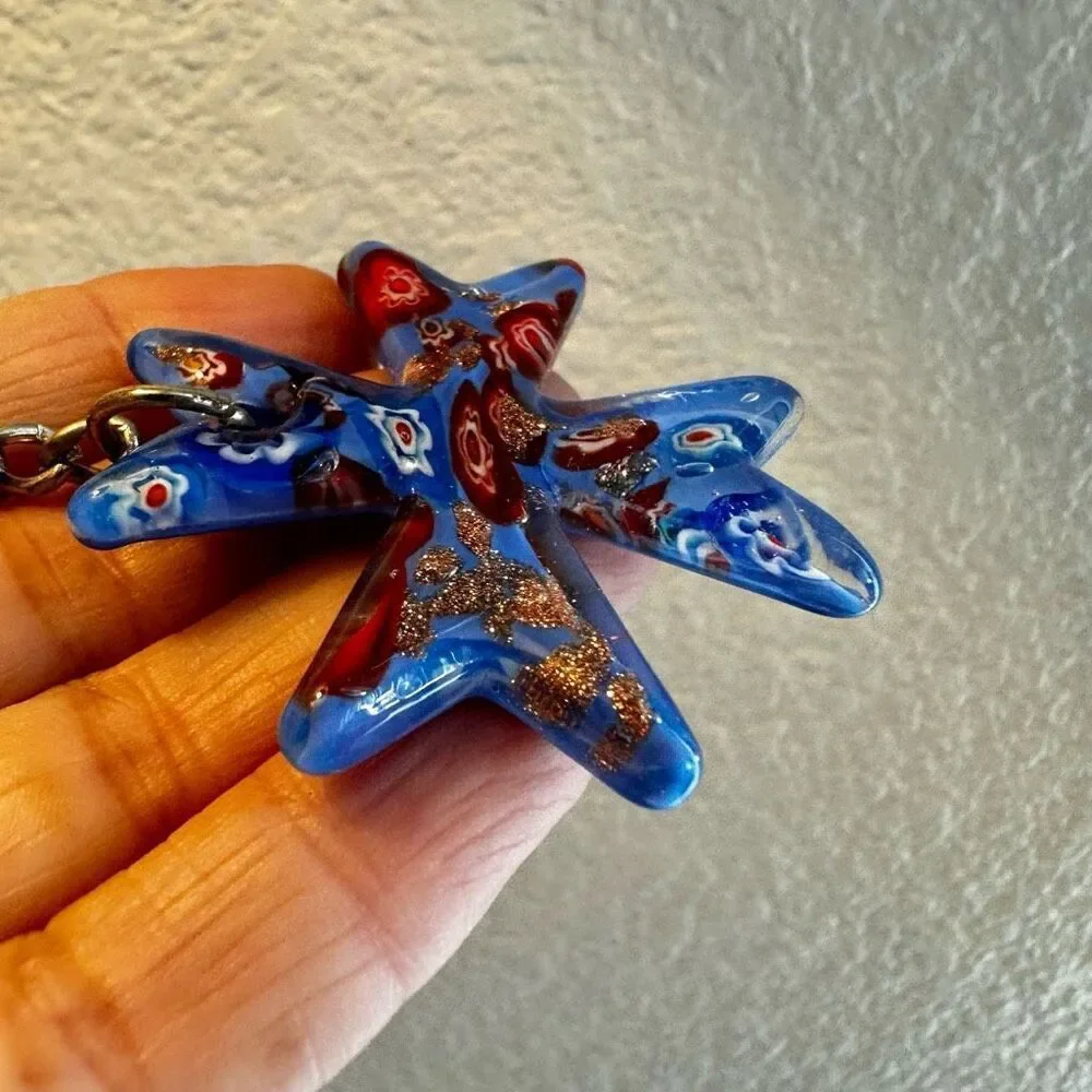 Blue glass keychain